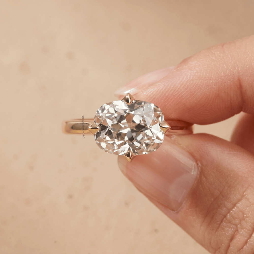 Old mine cushion lab diamond ring