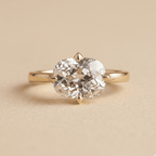 East west old cushion cut lab diamond ring