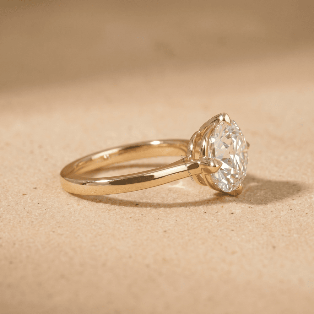 Vintage cushion cut lab diamond ring