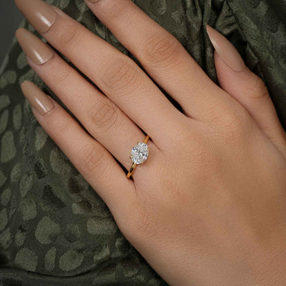 East West Oval Lab Grown Diamond Engagement Ring