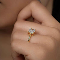 East West Radiant Moissanite Diamond Engagement Ring