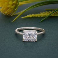 East West Radiant Moissanite Diamond Engagement Ring