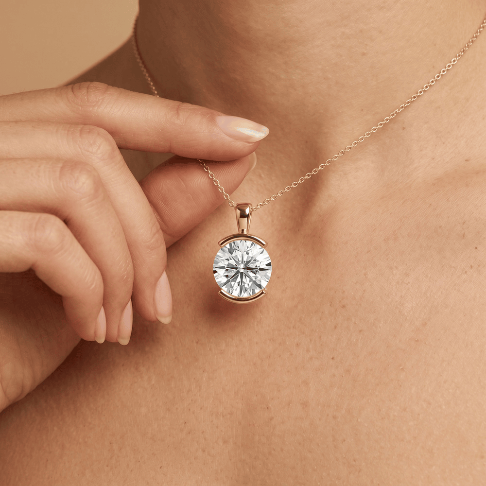 Elegant Round Cut Lab Diamond Solitaire Necklace in Gold