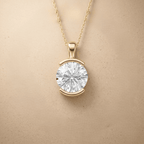 Elegant Round Cut Lab Diamond Solitaire Necklace in Gold