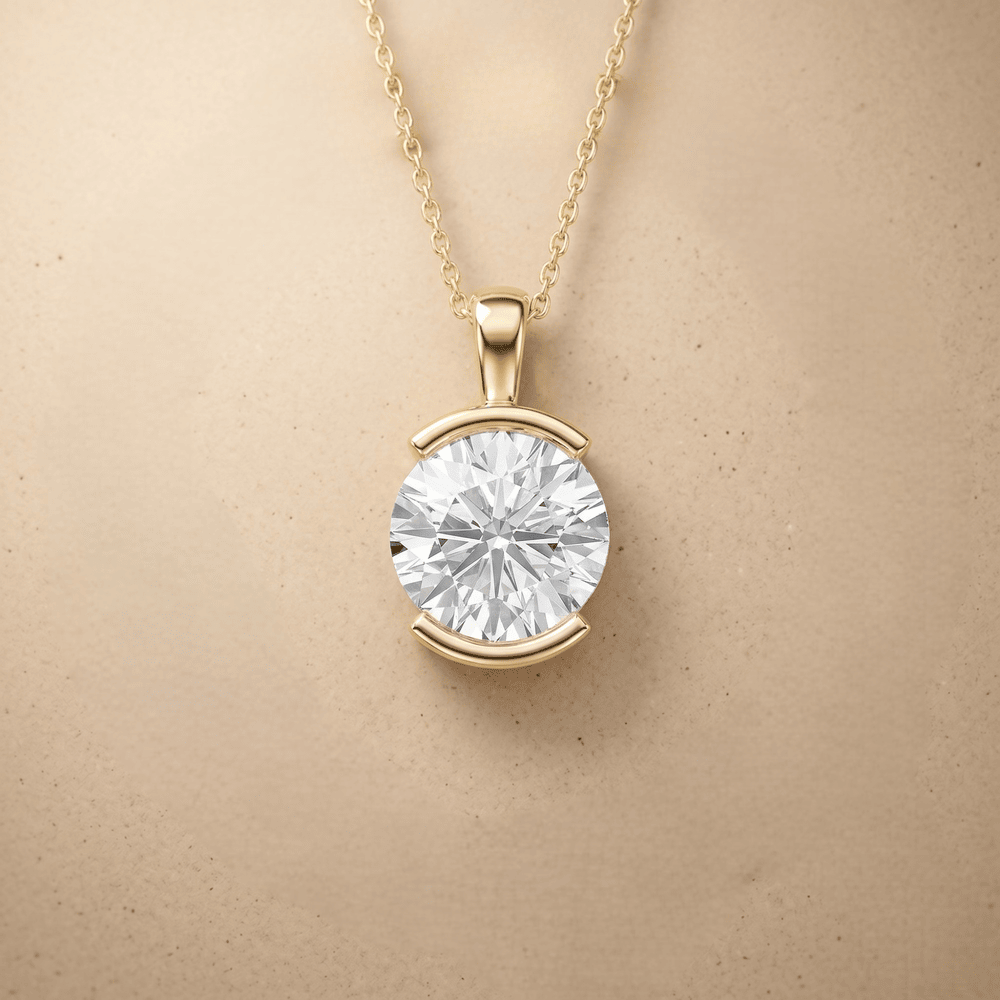 Elegant Round Cut Lab Diamond Solitaire Necklace in Gold