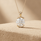 Elegant Round Cut Lab Diamond Solitaire Necklace in Gold