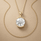 Elegant Round Cut Lab Diamond Solitaire Necklace in Gold