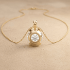 Elegant Round Cut Lab Diamond Solitaire Necklace in Gold