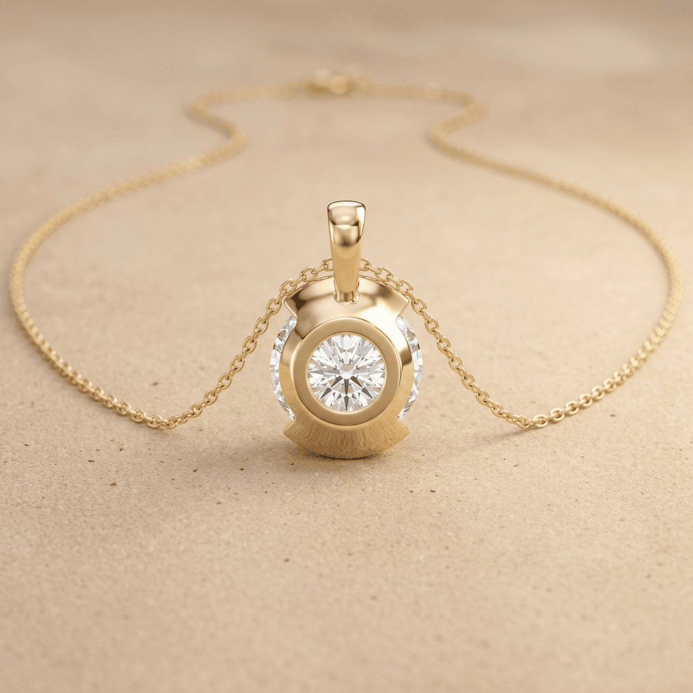 Elegant Round Cut Lab Diamond Solitaire Necklace in Gold