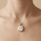 Elegant Round Cut Lab Diamond Solitaire Necklace in Gold