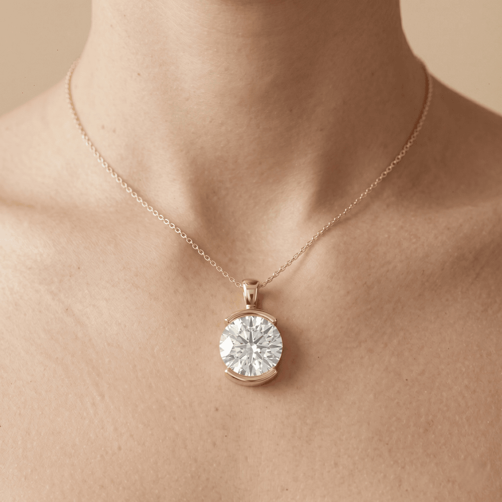 Elegant Round Cut Lab Diamond Solitaire Necklace in Gold