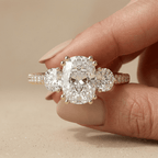 Cathedral style lab grown diamond engagement ring