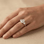 Elongated cushion bridal engagement ring with sparkling diamond