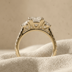 Lab grown diamond cathedral ring for wedding proposal