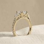 Elegant elongated cushion engagement ring with raised setting