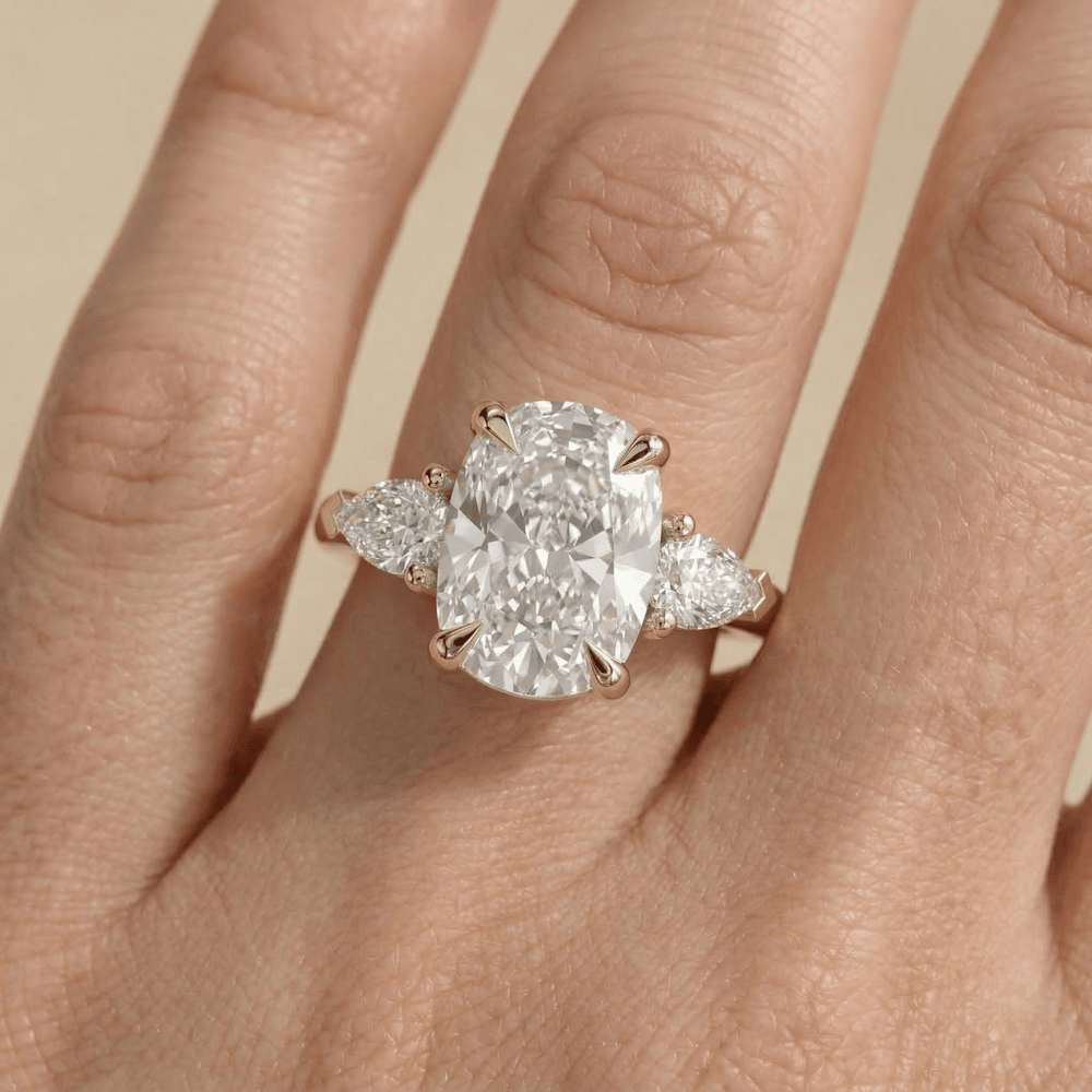 Lab grown diamond ring with accent stones