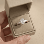 Elongated Cushion Cut Lab Diamond Three Stone Cathedral Ring - view 13