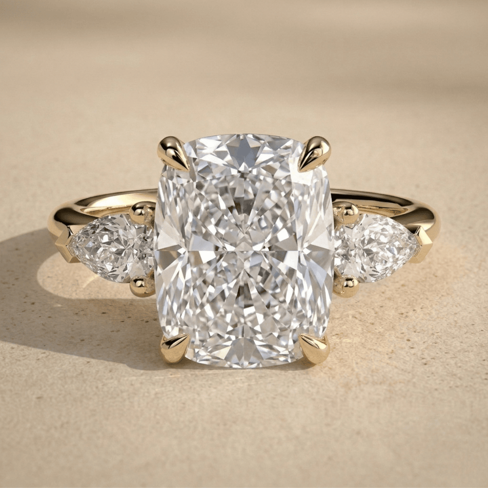 Lab grown diamond cathedral engagement ring