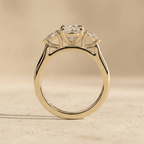 Elongated cushion diamond ring in gold