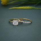 Elongated Cushion Cut Solitaire Lab Grown Diamond Wedding Bridal Ring Sets - JBR Jeweler