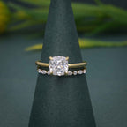 Elongated Cushion Cut Solitaire Lab Grown Diamond Wedding Bridal Ring Sets - JBR Jeweler