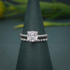 Elongated Cushion Cut Solitaire Lab Grown Diamond Wedding Bridal Ring Sets - JBR Jeweler