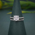 Elongated Cushion Cut Solitaire Moissanite Diamond Wedding Bridal Ring Sets - JBR Jeweler
