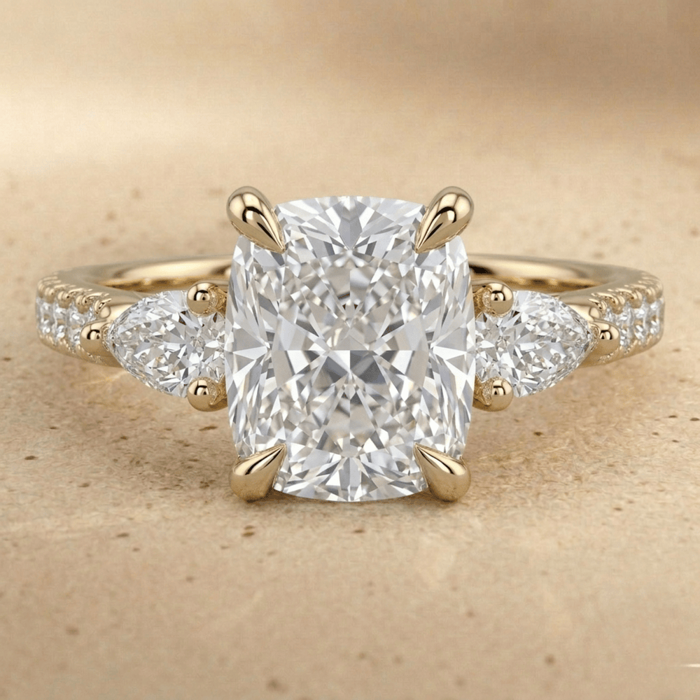 Elongated Cushion Cut Lab Diamond Engagement Ring