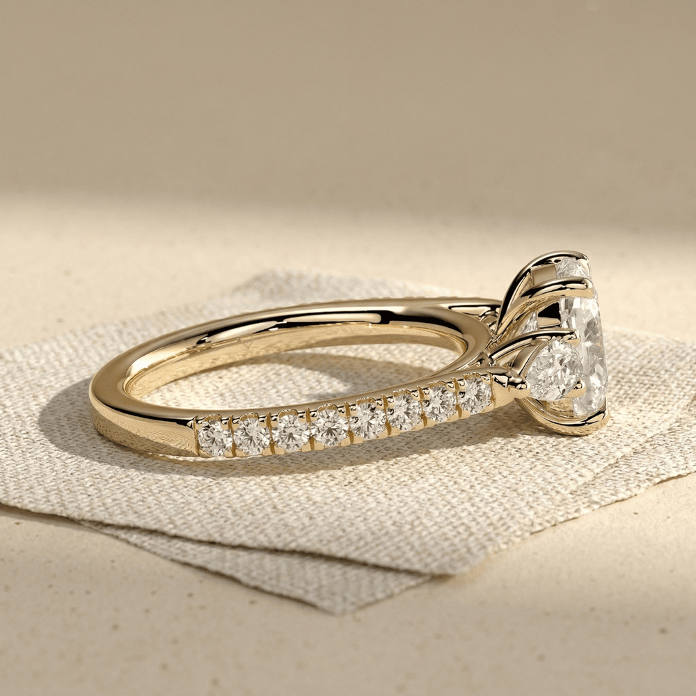 Solid 14K Gold Pavé Set Lab Grown Diamond Ring