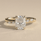 Elegant elongated cushion engagement ring in solid gold