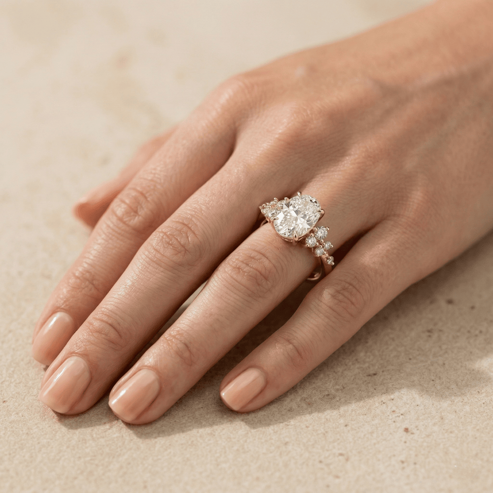 Elongated cushion diamond promise ring for girlfriend
