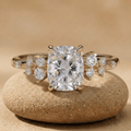 Elongated cushion lab grown diamond cluster promise ring for her