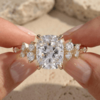 Elongated cushion diamond ring for romantic proposals