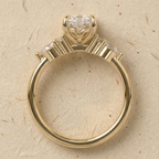 Elongated cushion cut diamond proposal ring