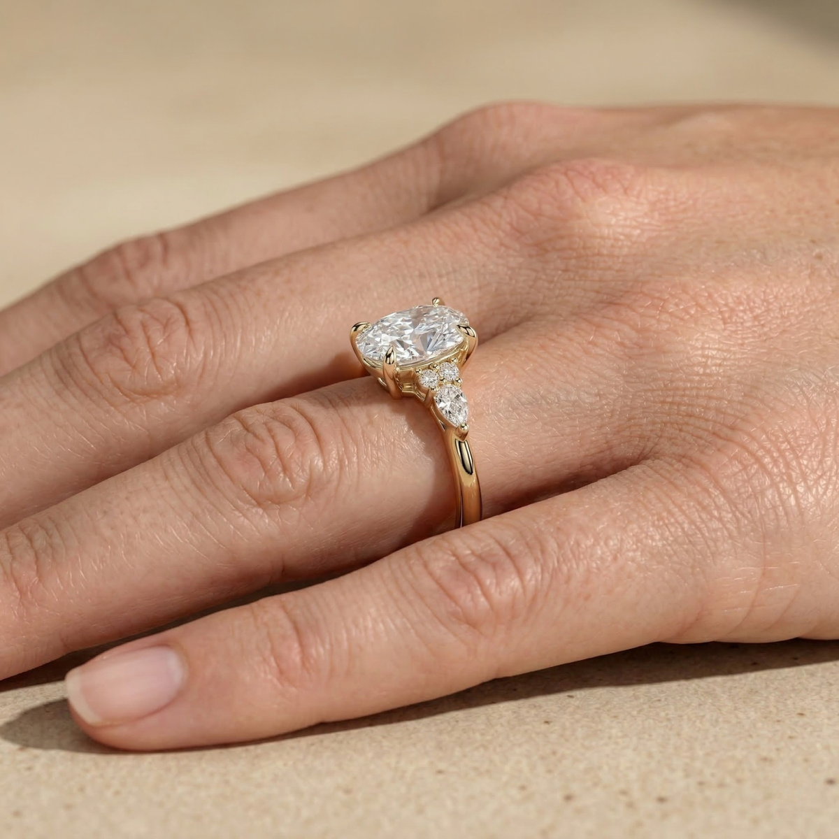 14KT solid gold cushion diamond bridal jewelry