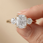 Lab grown diamond promise ring with cushion center