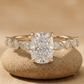 Elongated cushion lab diamond solitaire promise ring