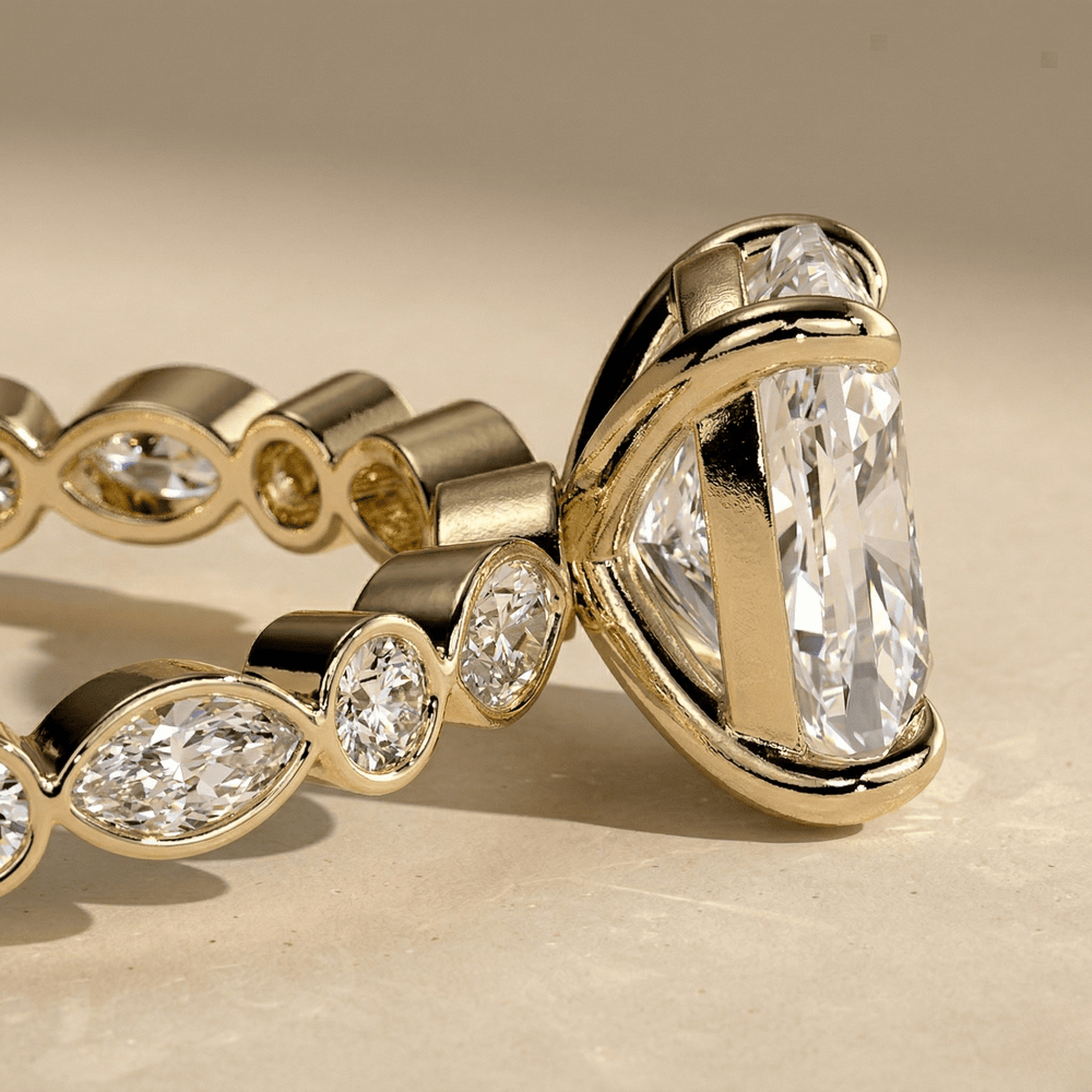 Minimalist cushion diamond solitaire ring