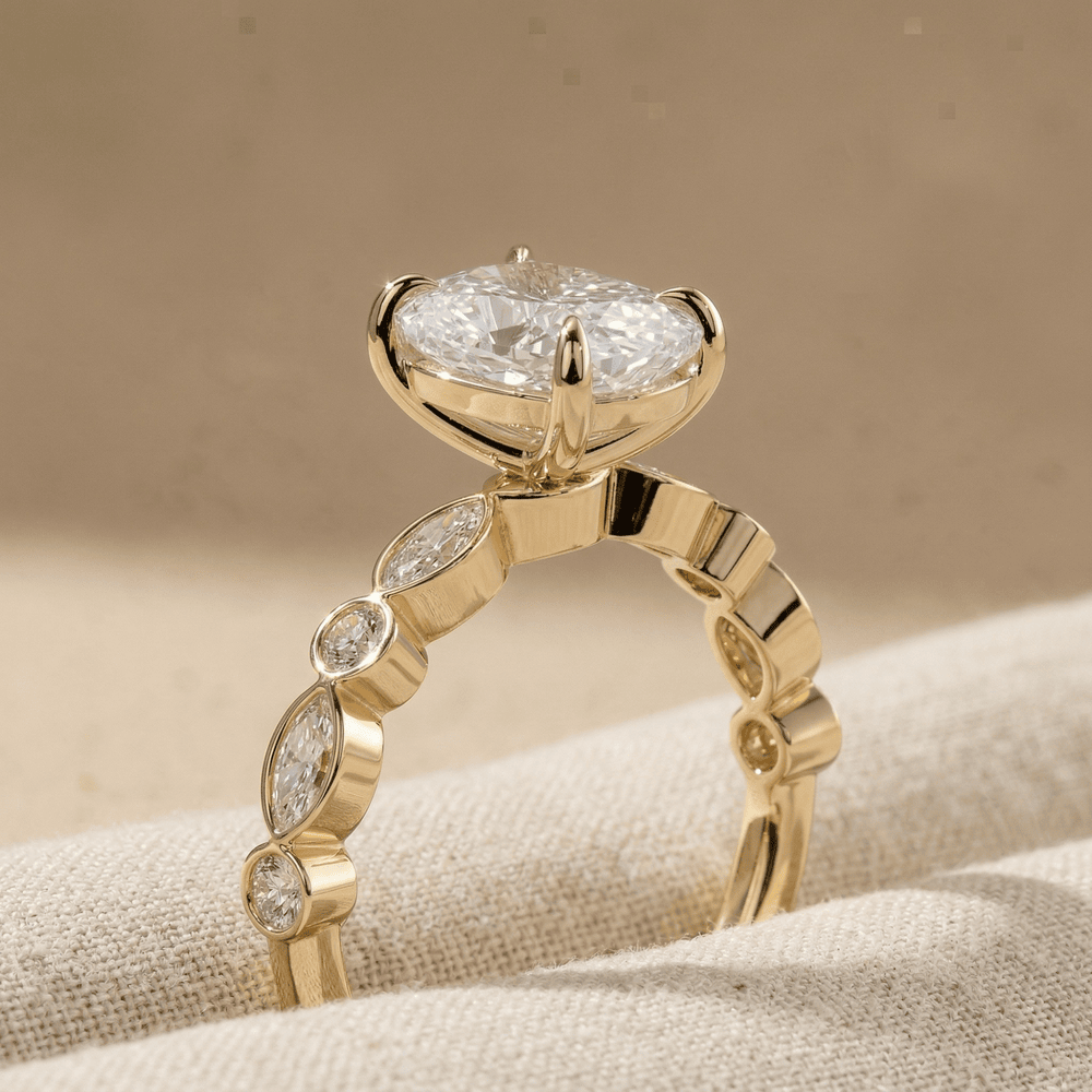 Elongated cushion diamond ring for romantic gifts