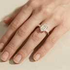 Modern Hexagon Lab Diamond Bridal Ring