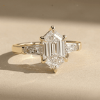 Three Stone Hexagon Diamond Ring for Women