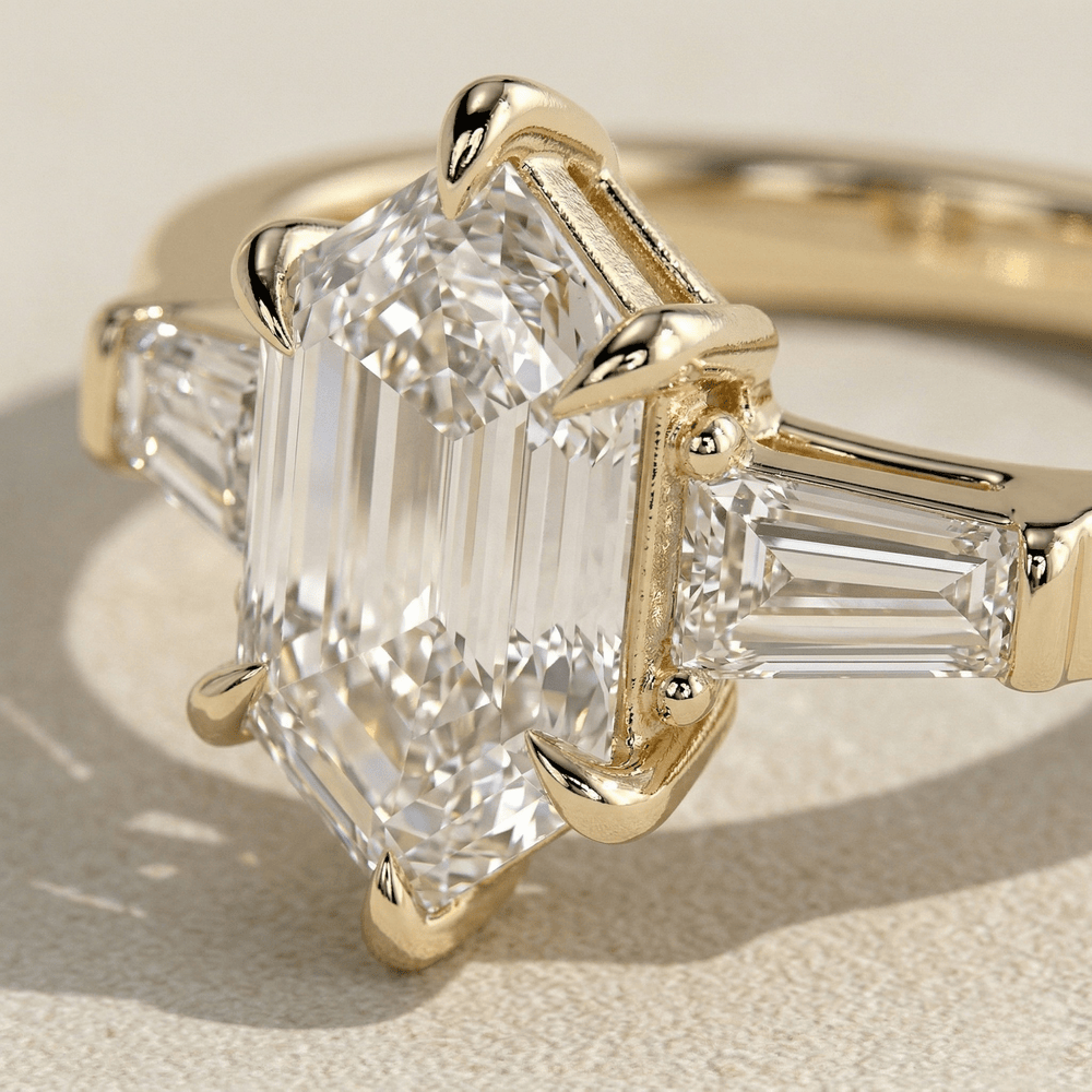 Elongated Hexagon Diamond Bridal Ring