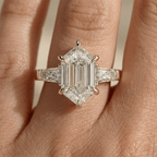 Three Stone Lab Diamond Ring for Proposal