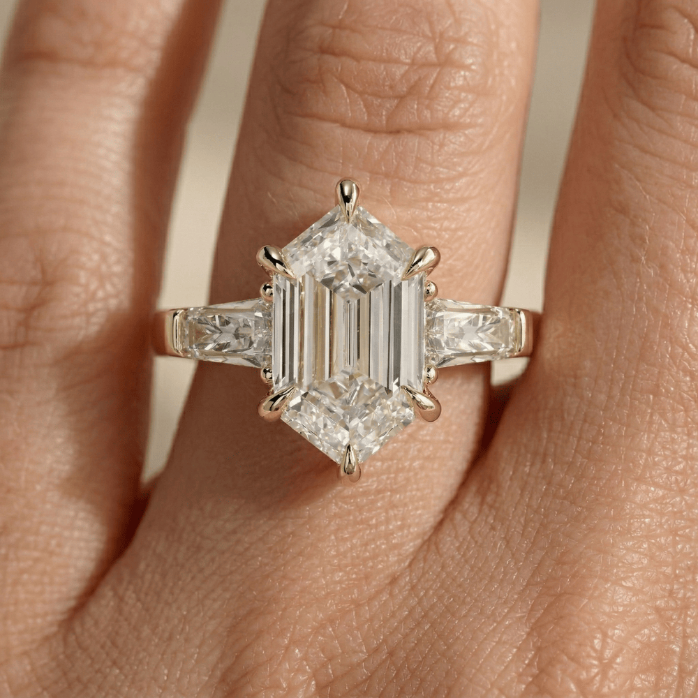 Three Stone Lab Diamond Ring for Proposal