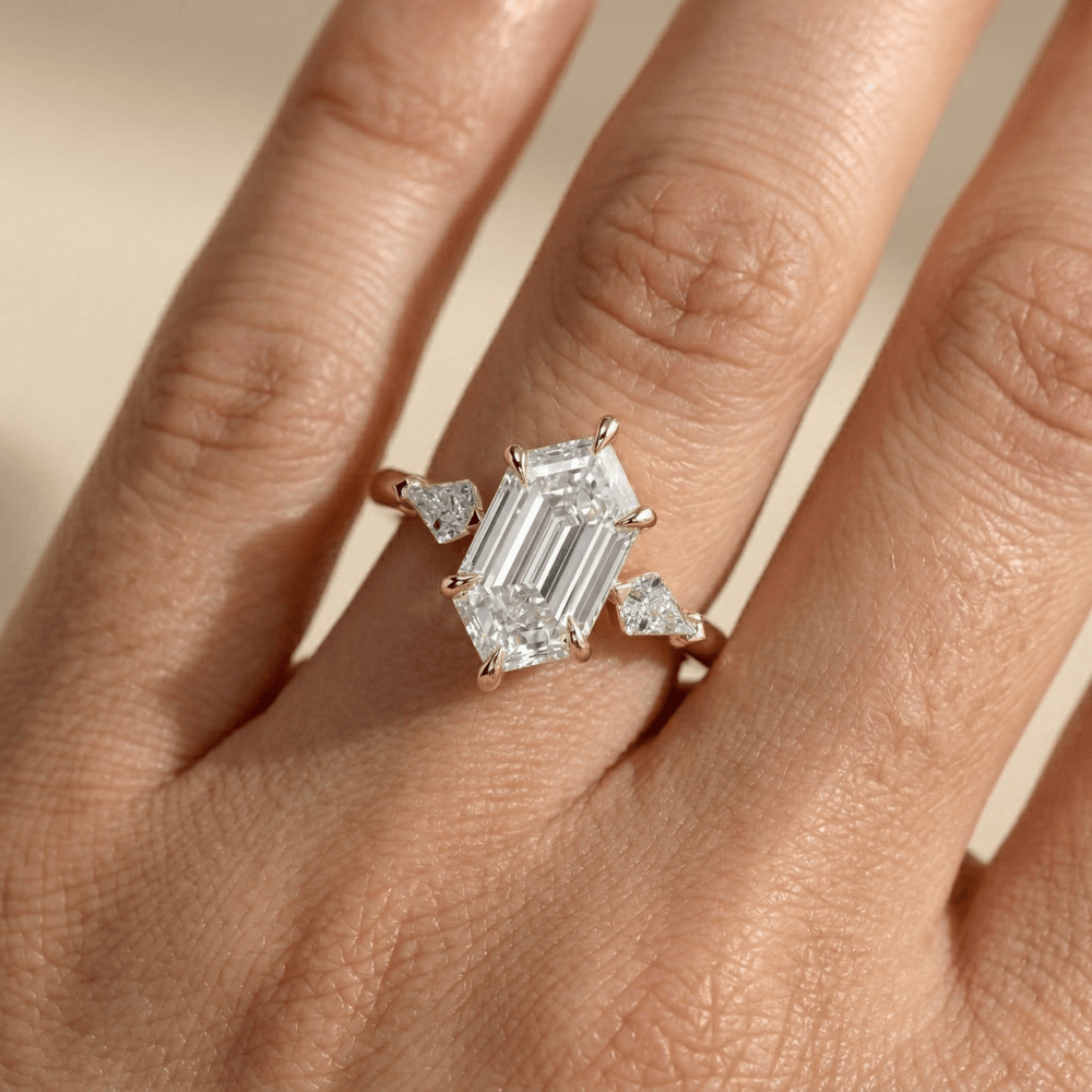 Modern hexagon cut lab diamond engagement ring