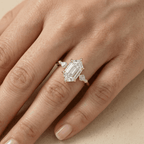 Elongated hexagon diamond ring for wedding proposal