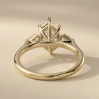 Lab grown diamond wedding ring with hexagon center stone
