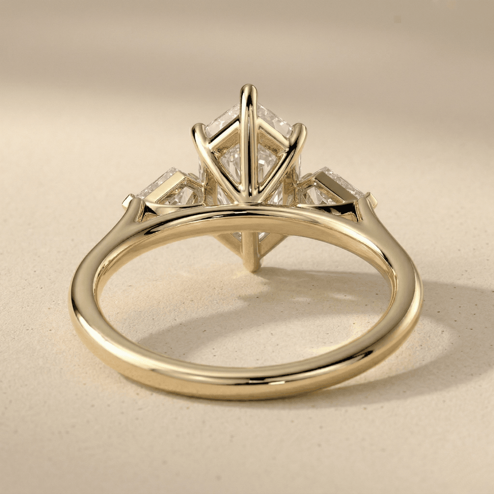 Lab grown diamond wedding ring with hexagon center stone