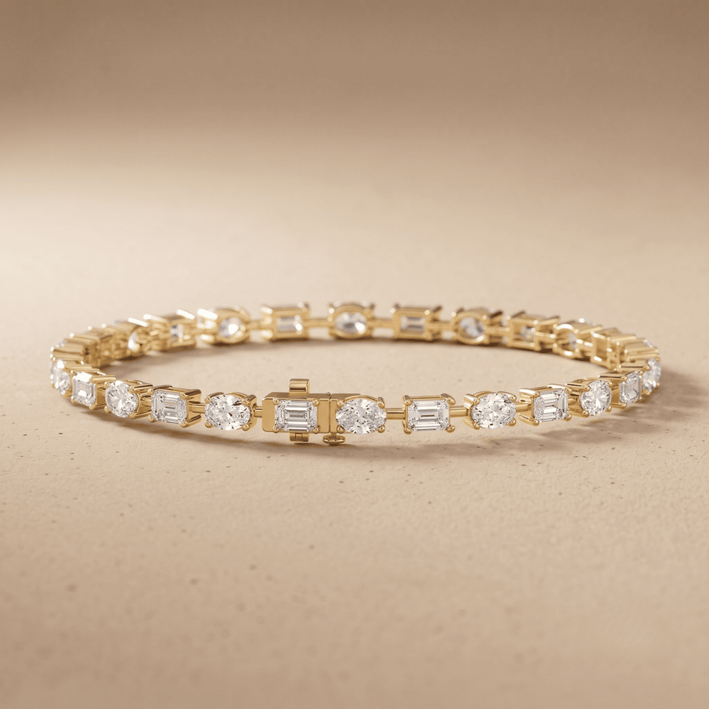 Unique emerald oval tennis bracelet