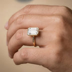 Emerald bezel set anniversary ring on hand Finger